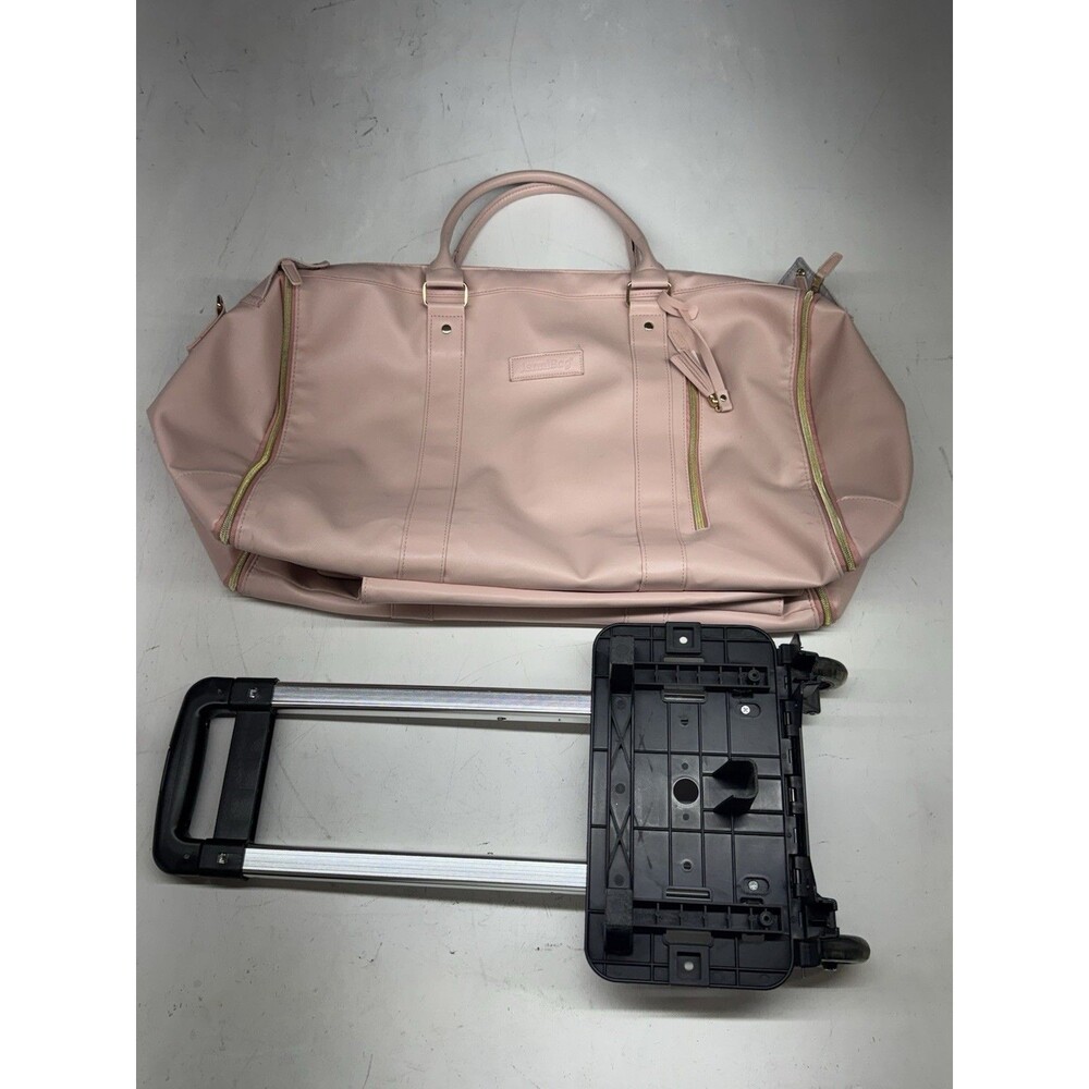 JenniBag Carry On Garment Bag Pink Luggage With Roller Wheels Attachment - READ